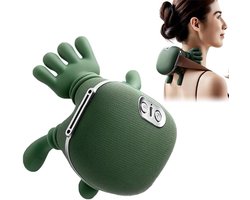 Hand- en nekmassage-apparaat, een 2-in-1 draagbaar elektrisch acupressuur-schoudermassage-apparaat met verwarmingsfunctie, draadloos voor diepe weefselverlichting, spierontspanning en verlichting van vermoeidheid. Groen en milieuvriendelijk.