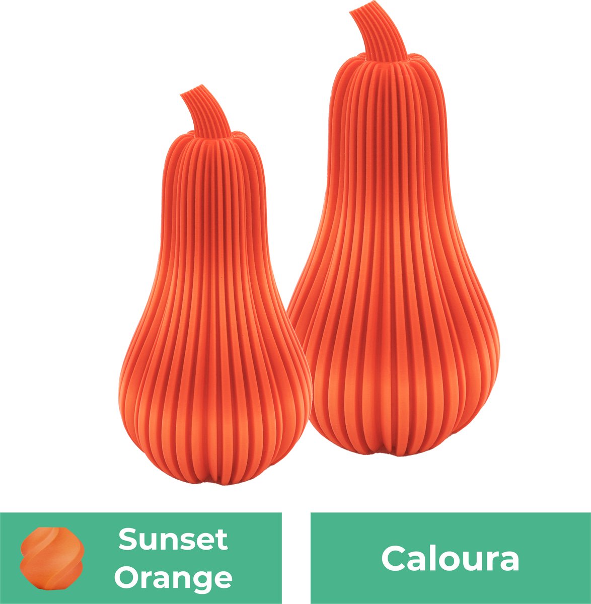 Caloura pompoen beeld set – Decoratief beeld - Sunset Oranje - 3d geprinte beeld – Herfst woondecoratie - 11CM & 14CM