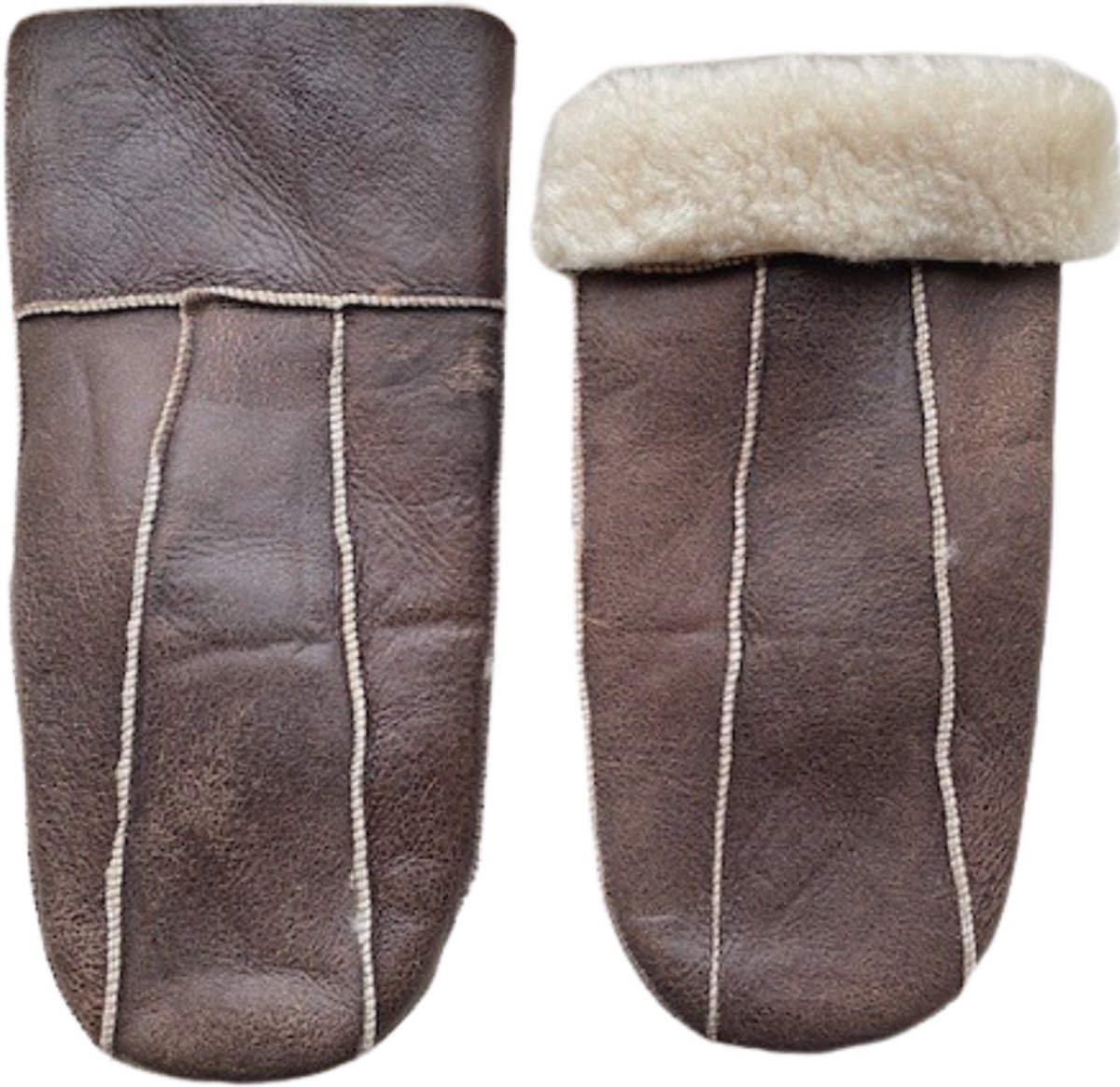 Leren wanten heren - Lammy heren winter - Winddicht en waterafstotend - Wol - One size - Bruin