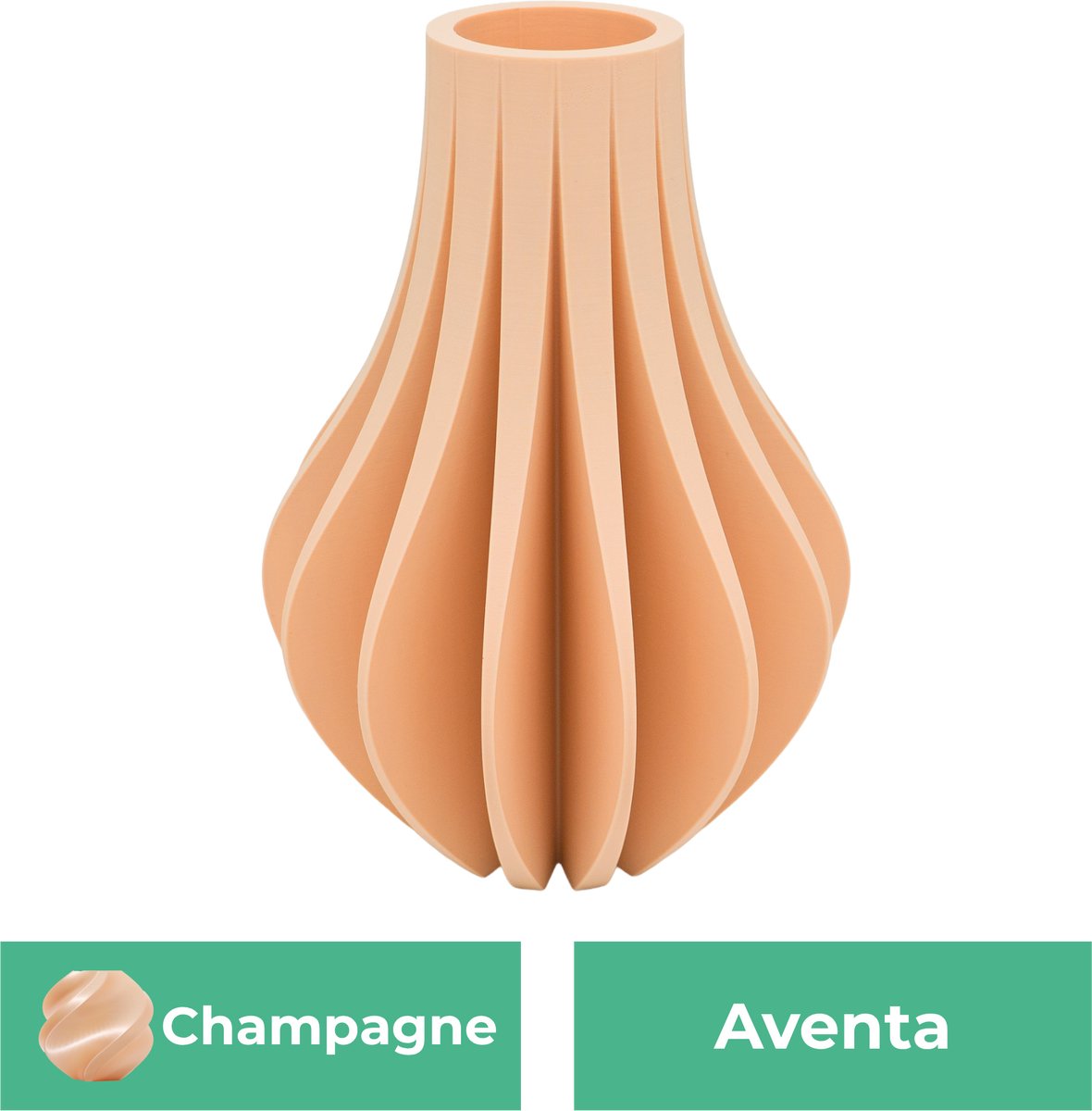 Lovora Aventa design vaas – Decoratieve vaas - Champagne - 3d geprinte vaas – geschikt voor droogbloemen - 30CM