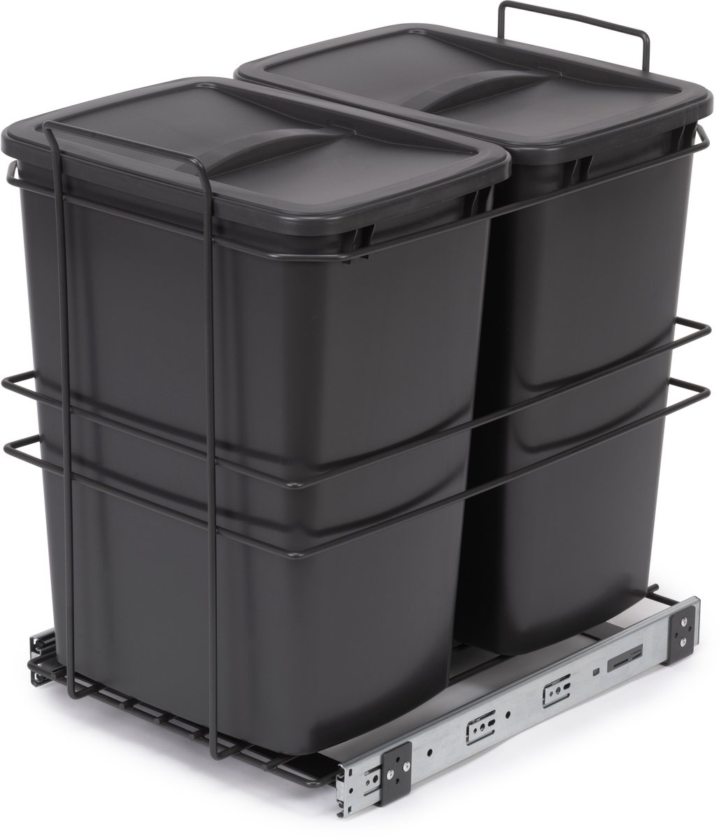 Emuca Recycle recyclingbak voor bodembevestiging en handmatig uitschuifbaar in keukenblok Recycle 2x