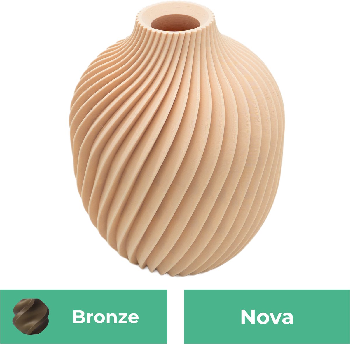 Lovora Nova moderne vaas – Decoratieve vaas - Brons - 3d geprinte vaas – geschikt voor droogbloemen - 25CM