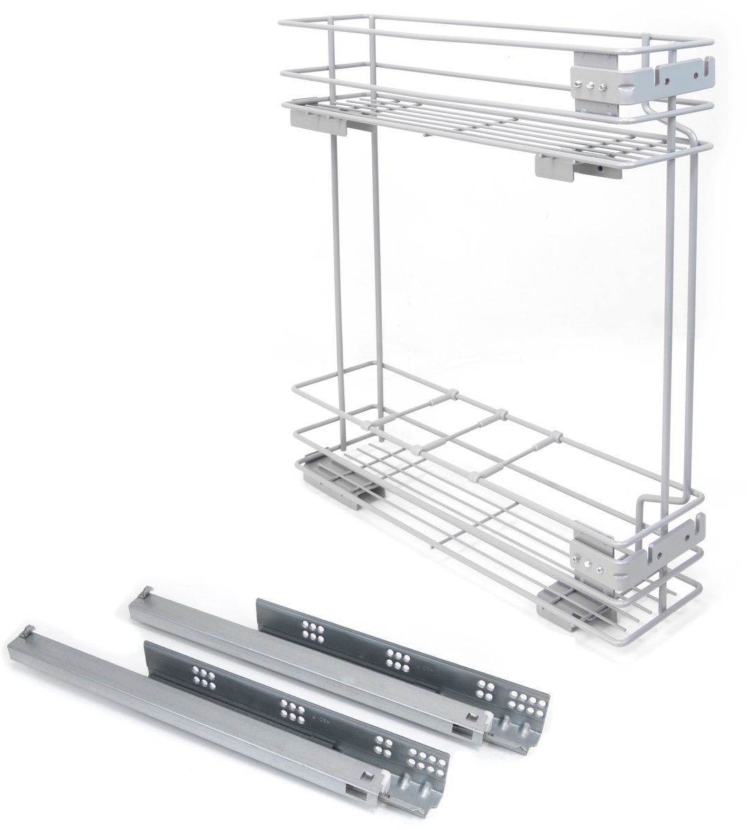 Emuca Supra uitschuifbaar flessenrek met zachte sluiting, module 150mm, Staal, Metal-grijs