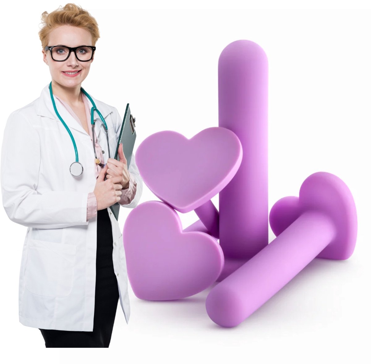 Vaginale Dilator Trainingsset - Set Van 4 Paarse Vaginale Dilators - Vagina Dilators - Dilator Set van Zachte Siliconen Voor: Vagina Training - Vaginisme - Bekkenpijn - Pijnlijke seks