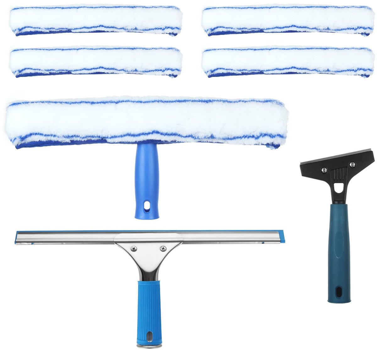 Unyqoos® Professionele 2-in-1 Raamwisser Set met Microvezel en Roestvrij Staal