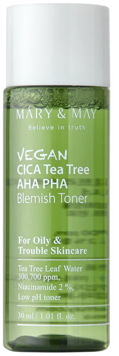 Mary&May - Vegan Cica Teatree AHA PHA Blemish Toner - 30 ml