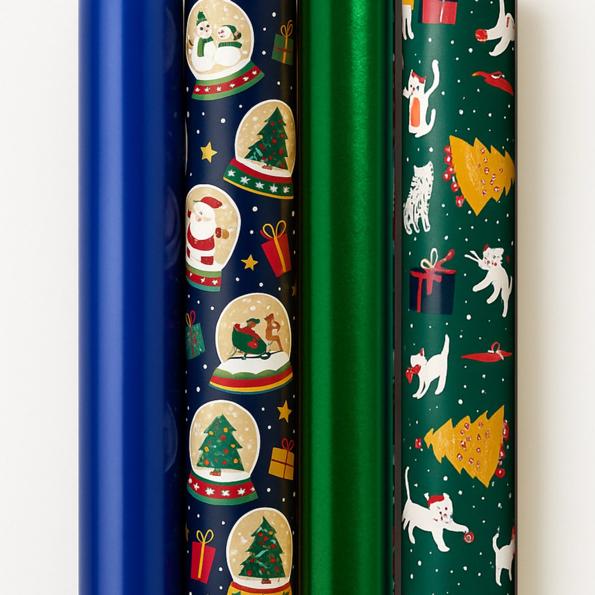 Cadeaupapier – Christmas Magic – (4 STUKS) – 200×70 cm – Kerst, Blauw, Groen, Notenkrakers & Wintermotieven – Inpakpapier – Feestdagen – Luxe Cadeaupapier