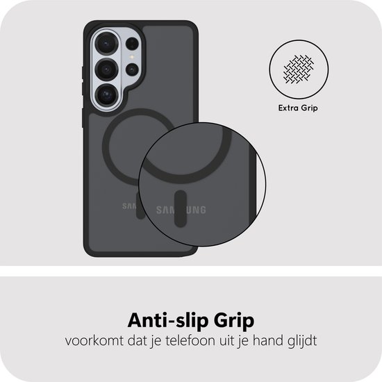 Cazy Hoesje compatible avec Samsung Galaxy S26 Ultra Hoesje compatible avec MagSafe - Military Grade Backcover - Zwart