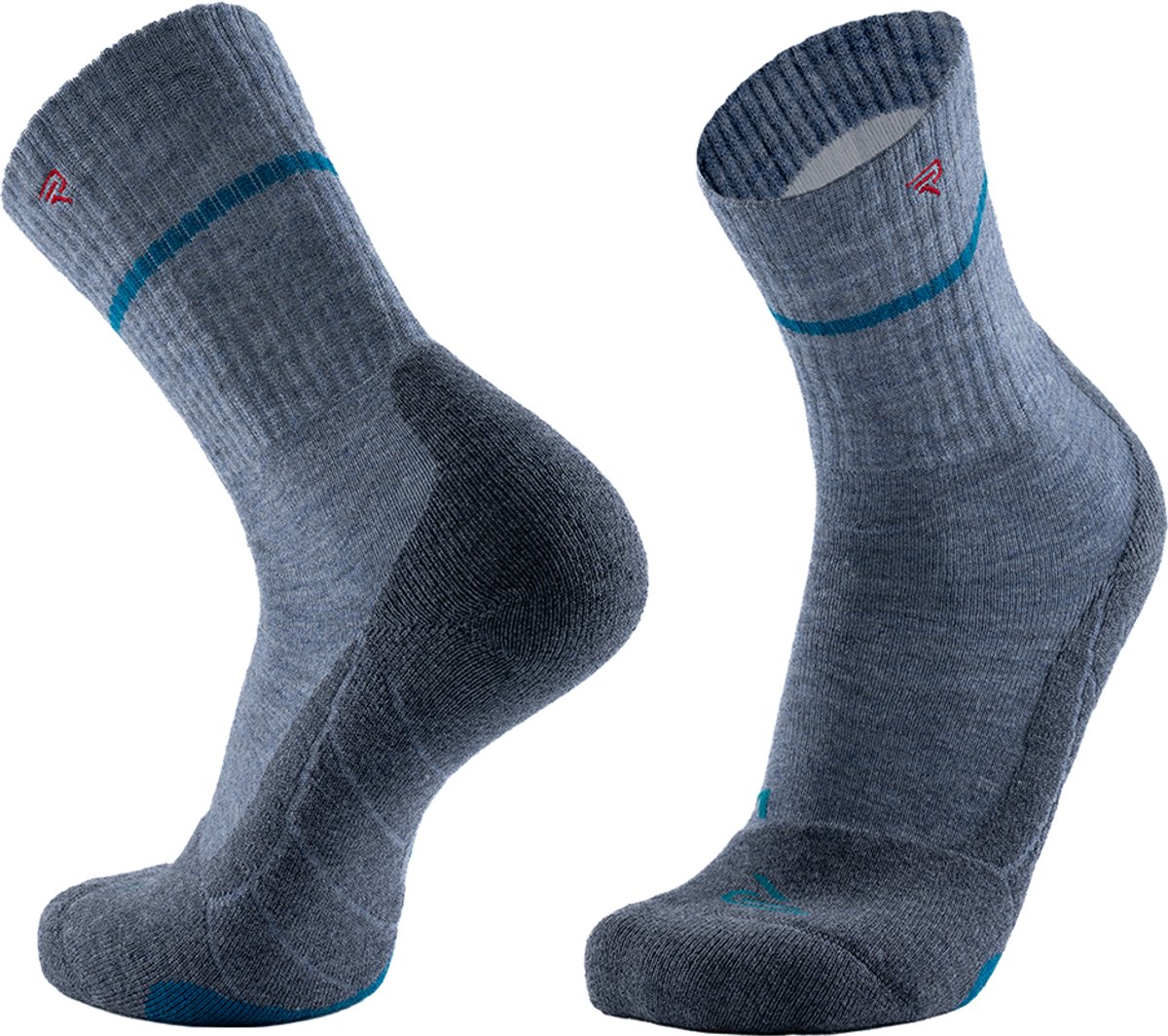 RØFF SOCKS® Wandelsokken Outdoorsokken Trailsokken 2pack Merinowol Naadloos Grijs