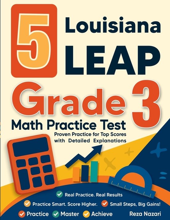5 Louisiana LEAP Grade 3 Math Practice Tests - cover
