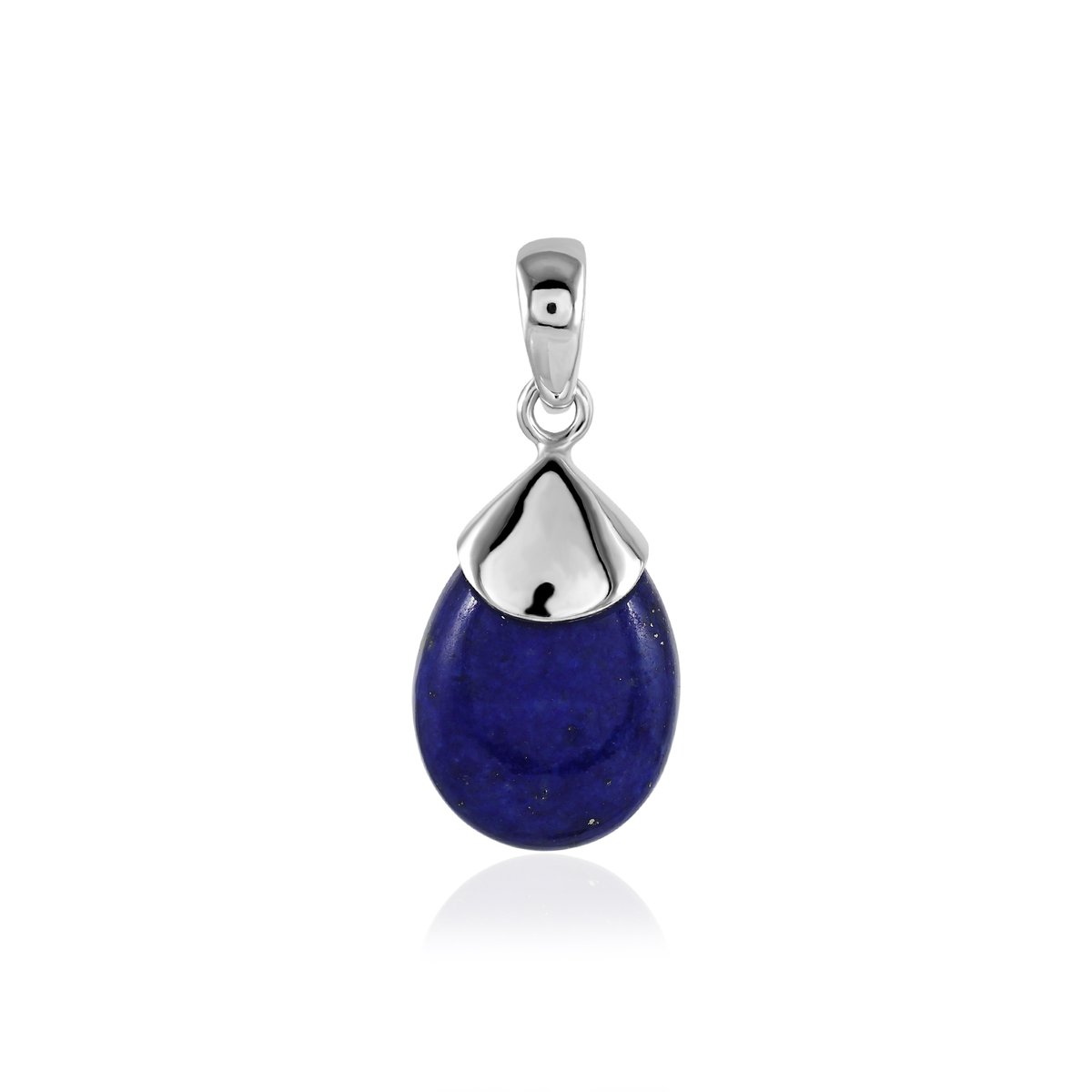 SilverGems Zilveren hanger met druppelvormige cabouchon geslepen Lapis Lazuli edelsteen
