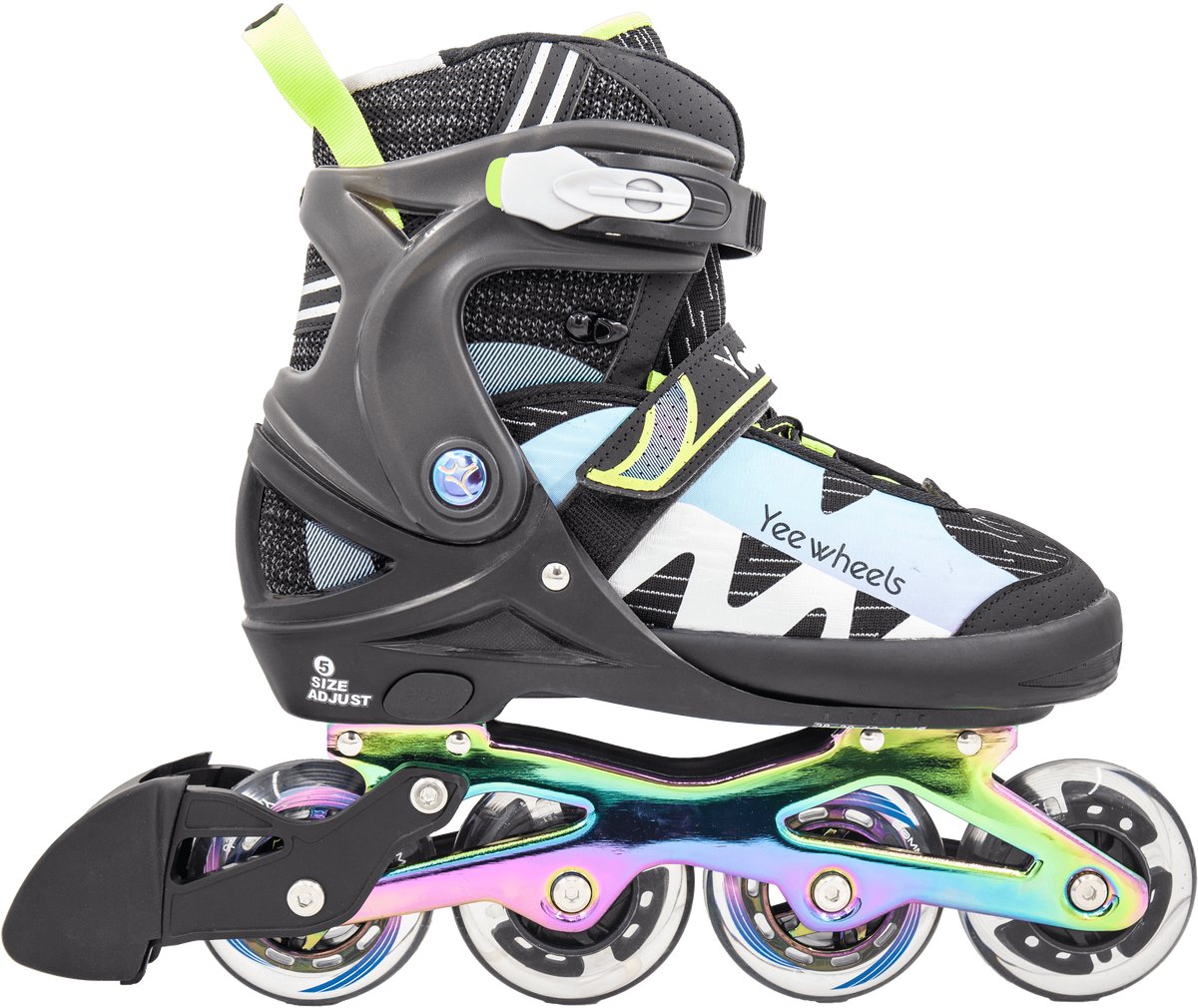 Kinder Skeelers Verstelbaar 32-36 – Inlineskates Stoer Design & Comfortabel Veilig voor Groeiende Voeten Zwart