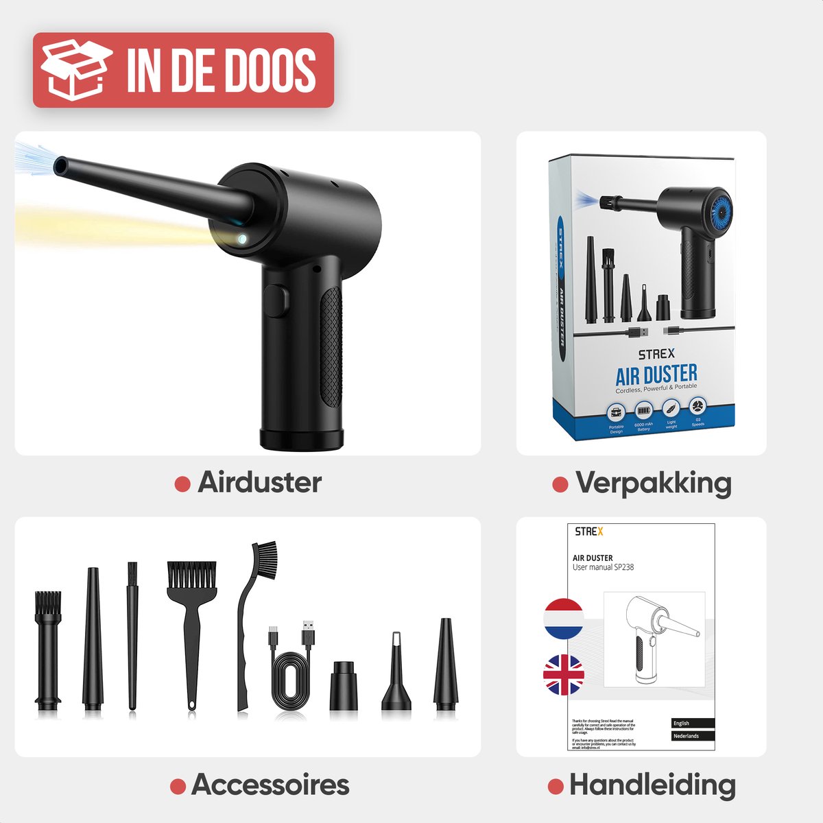 Strex Air Duster Draadloos – 6000mAh - Afbeelding 8