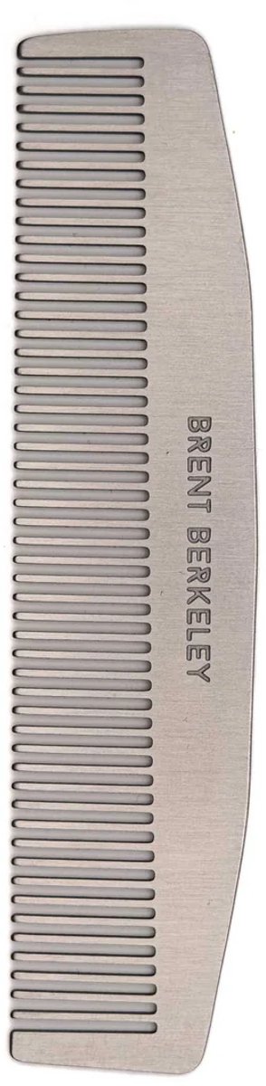 Brent Berkeley - APEX - Baard- & Haarkam voor Heren - CNC-Machined Roestvrijstaal - Antistatisch - Professionele Baardverzorging