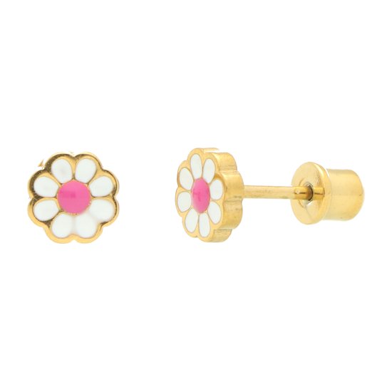 Boucles d'oreilles marguerite dorées La Rosa Princesa pour fille - Acier chirurgical 316L - Hypoallergénique - 6 Klein