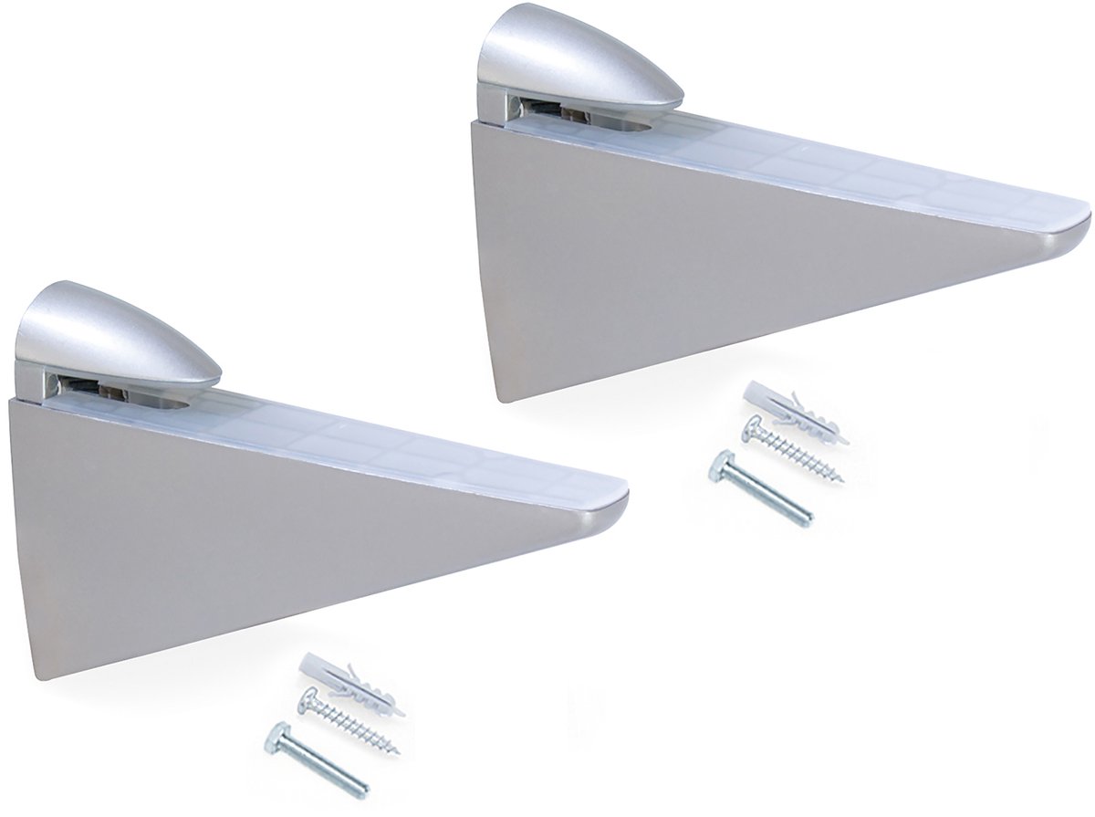 Emuca Set Halcon houten of glazen plankdragers, Plastic en Zamak, Metal-grijs gelakt