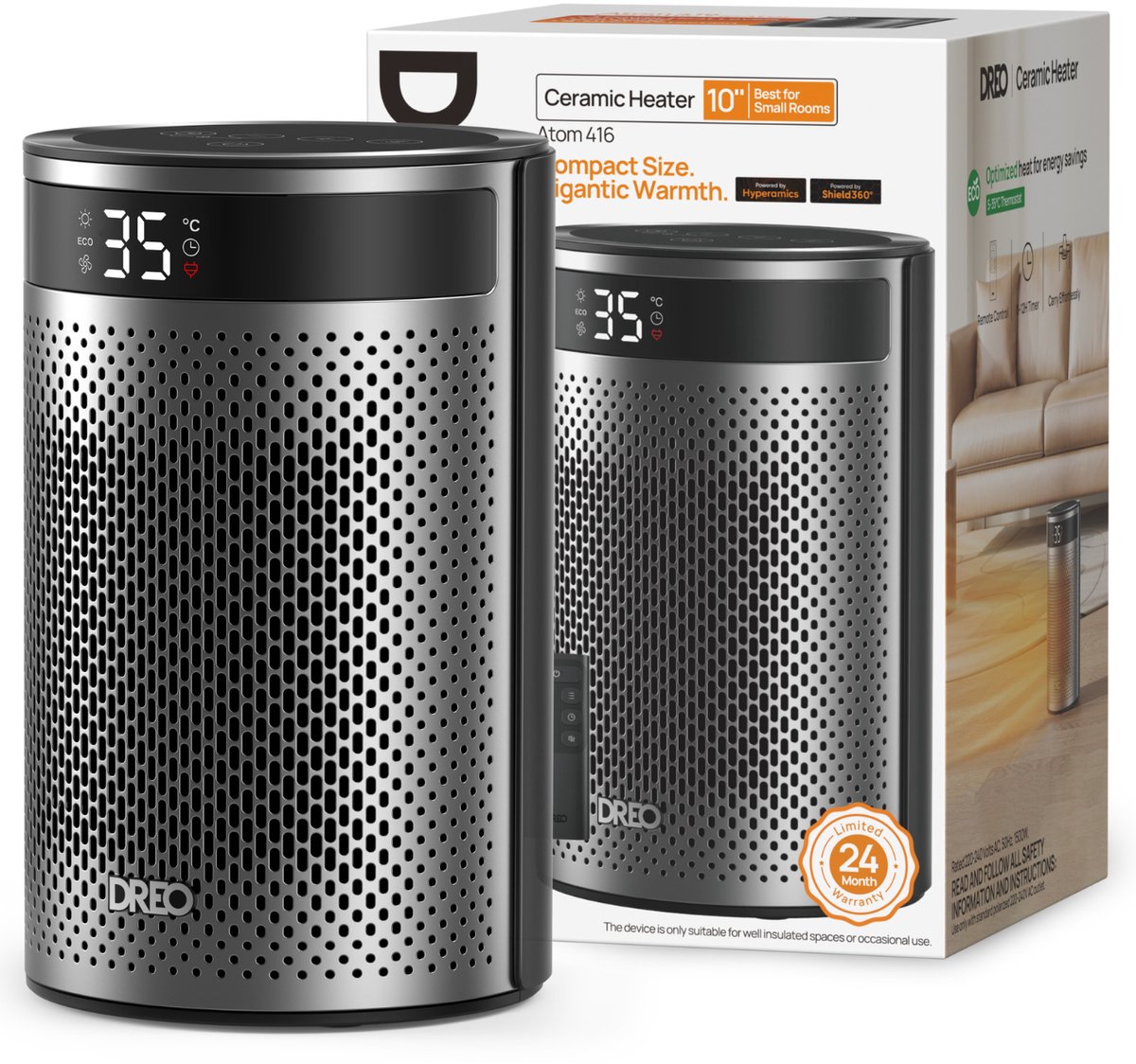 Calefactor portátil Atom One para interiores, ventilador de 1500W, PTC, eléctric