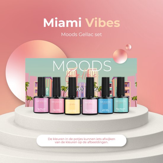 Moods Gellac 6-delige Set - Gel Nagellak - 8ML - Miami Vibes Edition - Gellac - Nagels - Gellak Starterspakket - Pastel Kleuren - HEMA- & TPO-vrij