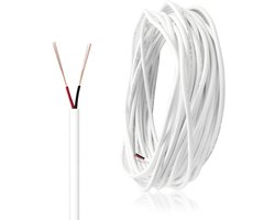 Nordivar - Flexibele witte elektrische draad 10m - 2-aderig 22AWG - 3.5mm Twin Cable - Geschikt voor low power huishoudelijke apparaten.