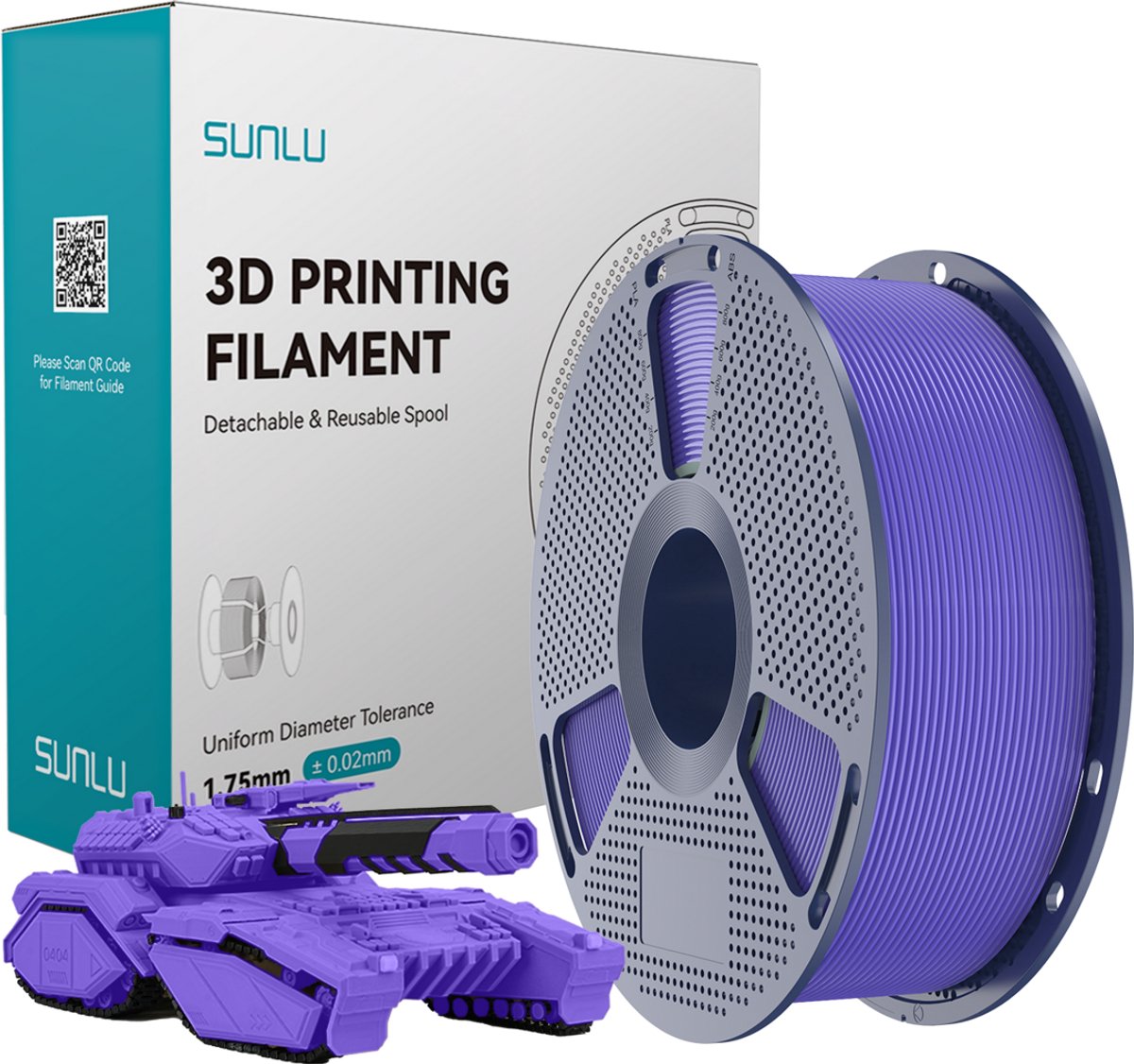 SUNLU 3D-filament PLA+ 1.75mm Lavendel Paars 1kg
