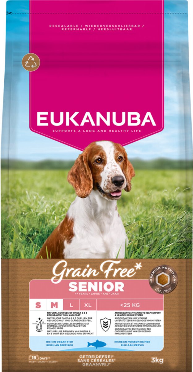 Eukanuba Graanvrij Senior Hondenvoer voor Kleine en Middelgrote Rassen Vis uit de Oceaan 3 kg