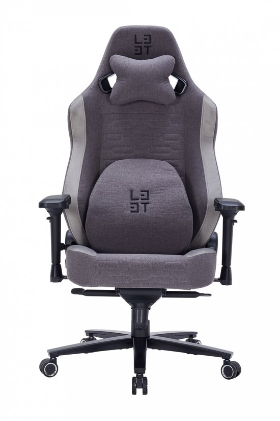 Deltaco Gaming L33T - Gaming Stoel - Xsense Stof - Nek- en Rugkussen - Ergonomisch - Donker Grijs