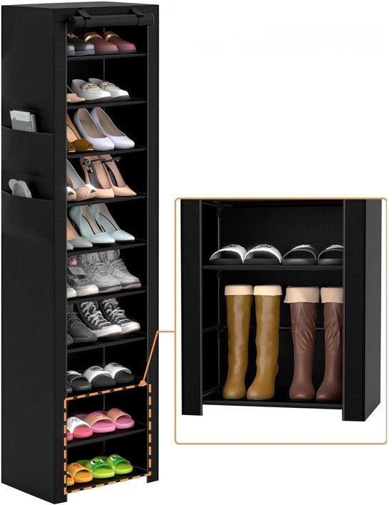 Schoenenopbergkast van metaal, 4 planken, beige