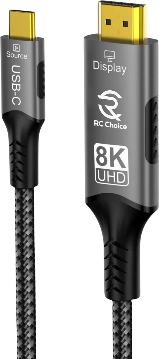 USB C naar HDMI Kabel - 8K 60Hz - 1 Meter - Sterk en Flexibel Nylon