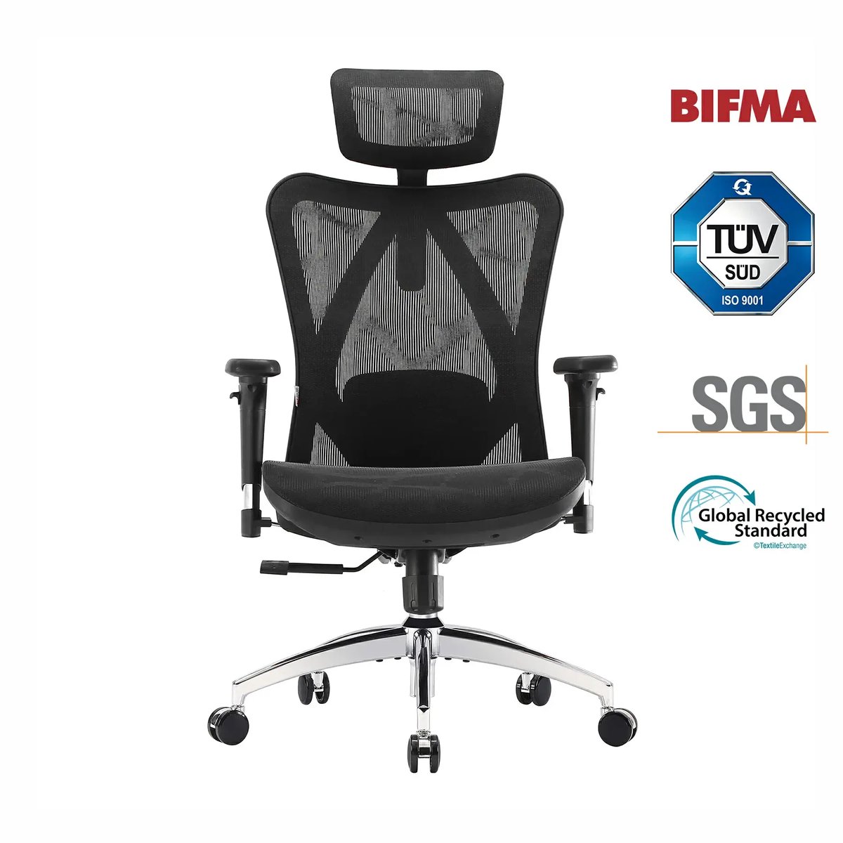 SIHOO M57 Ergonomische Bureaustoel - Verstelbare Lendensteun - 3D Armleuning - Hoogteverstelling - Bureaustoelen voor Volwassenen tot 150kg - Zwart - SIHOO - €249,99