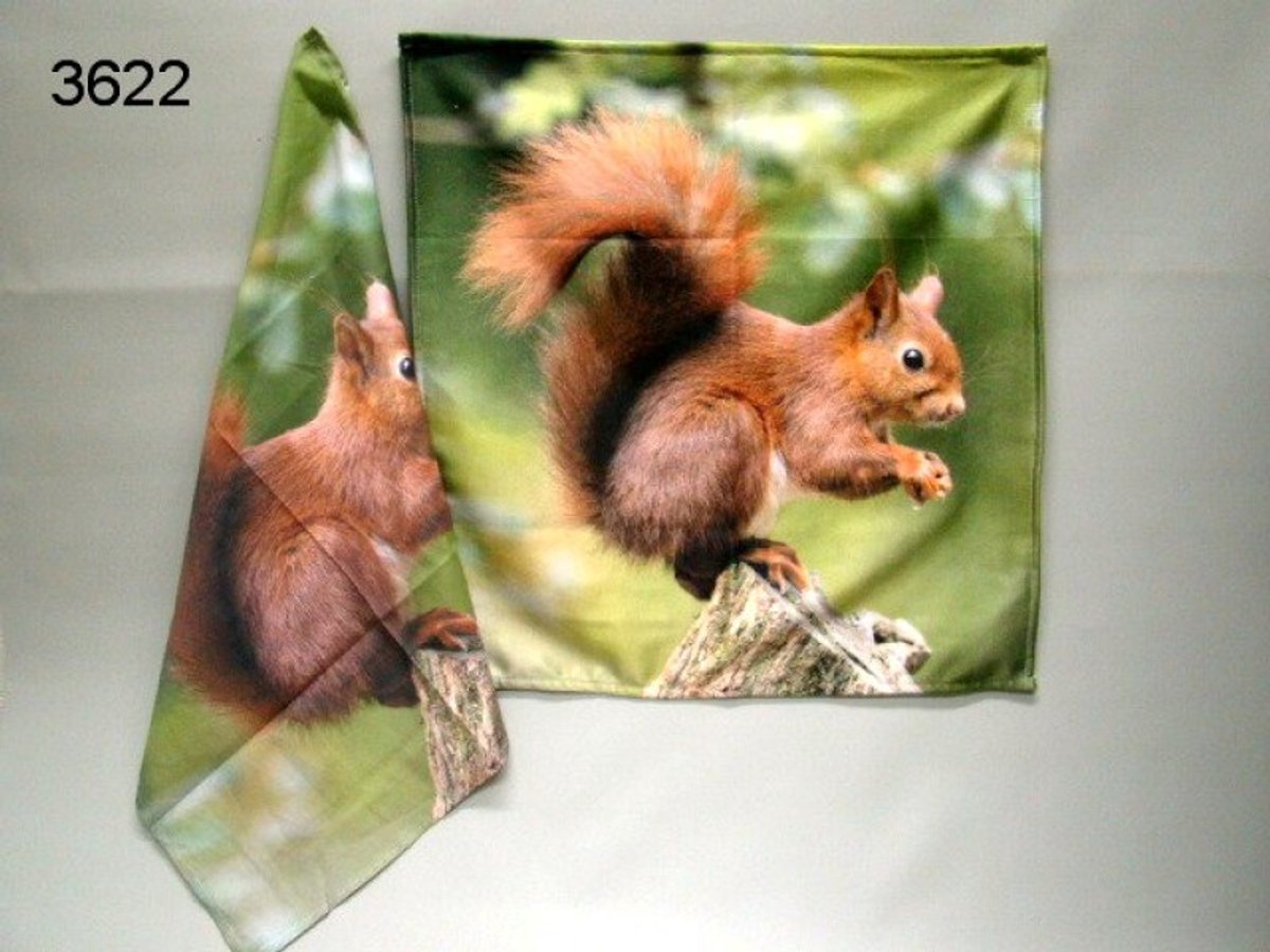 Theedoek en keukendoek set eekhoorn - katoen - 60 x 60 cm - 2-delig