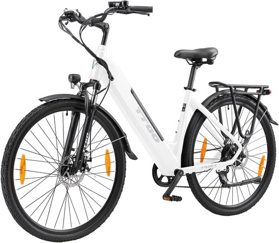 TTGO HZ-28ST Elektrische Fiets - 250W Motor - 36V20Ah Accu - Max Snelheid 25km/u - Max Bereik 80-120km - Shimano 7 Versnellingen - Wit