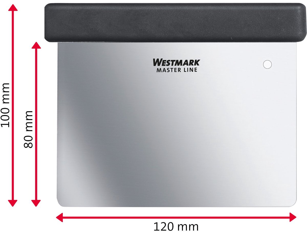 Westmark 2 Professioneel deegschraper/spatel, met handvat, flexibel mes, bladgrootte: 8 x 12 cm, Roestvrij Staal/Plastic, Master Line, Zwart/Zilver, 308022E3
