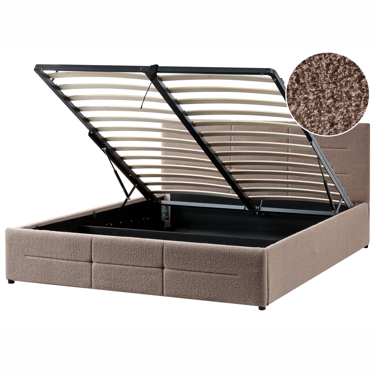 MASSOGNES - Bed met opbergruimte - Taupe - 160 x 200 cm - Bouclé