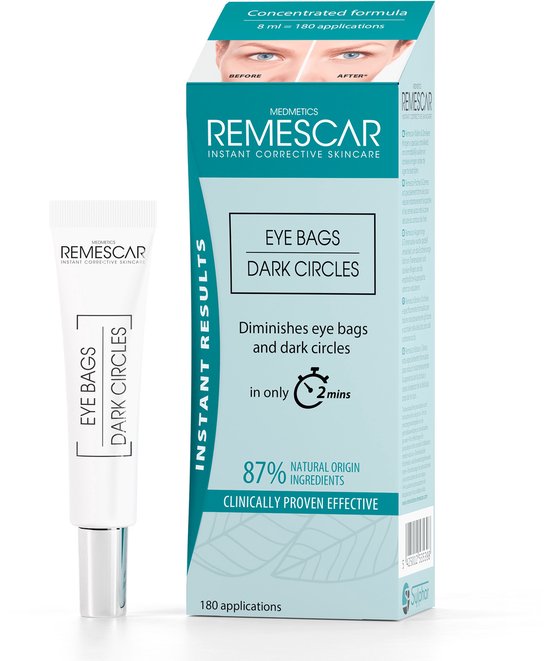 Remescar Poches Yeux et Cernes 8ml - NOUVELLE FORMULE - Crème Anti-Poches - Anti-Cernes - Elimine les Poches Sous les Yeux - Traitement Instantané des Poches - 180 Applications