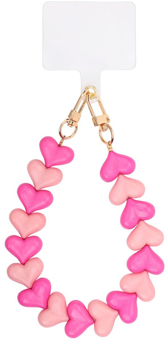 Telefoonkoord hartjes mix roze - Valentijn cadeau