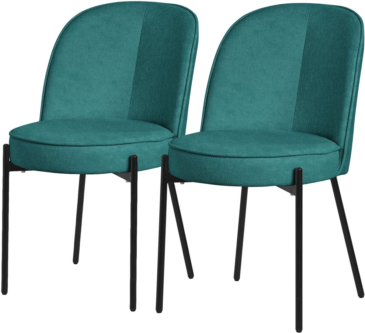 ml-design benzine ronde eetkamerstoelen set van 2 gestoffeerde keukenstoelen comfortabel ergonomisch zachte polyester zitting hoge rugleuning metalen poot modern scandinavisch luxe design woonkamer eethoek keuken stoelen elegant minimalistisch Petrol