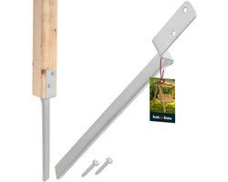 KOTARBAU® Grondanker, Verzinkt Staal, 50 cm, Zilver, L-Vorm Paalhouder, Bodemanker Voor Schommel, Inslag-Bodemhuls, Om In De Grond Te Slaan