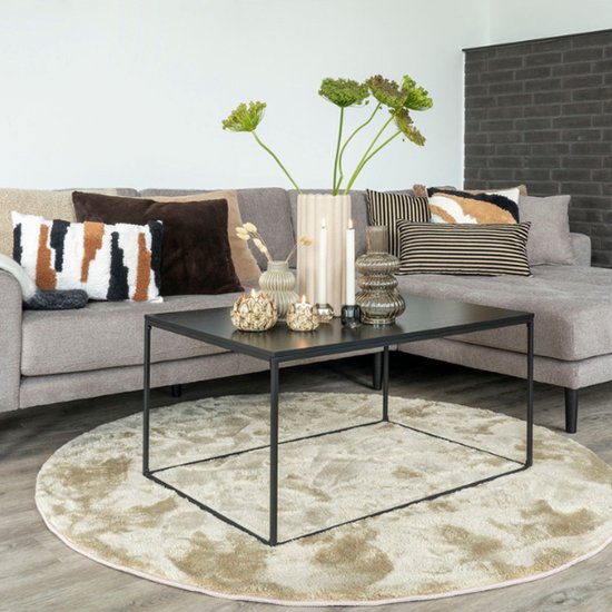 House Nordic Lido canapé canapé avec méridienne face à droite 4 coussins marron.