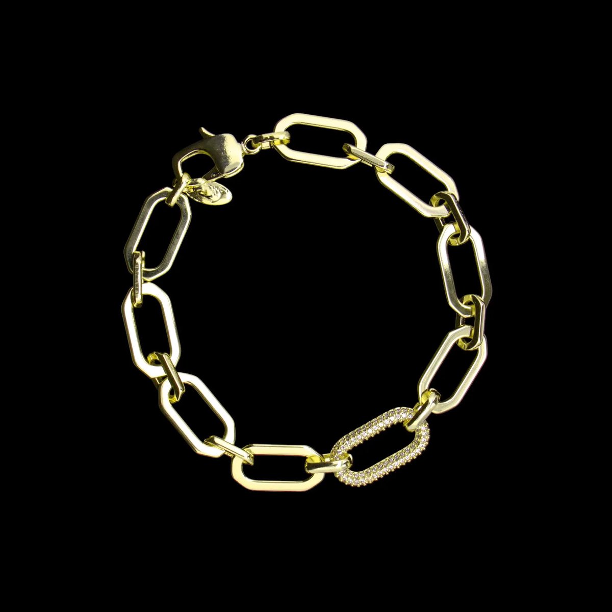 Victoria Valenza goudkleurige Gina schakelarmband met zirkonia stenen – Armband dames – Gouden armband – Gouden armbandje – Gouden armband dames – Armband goud dames – zirkonia stenen