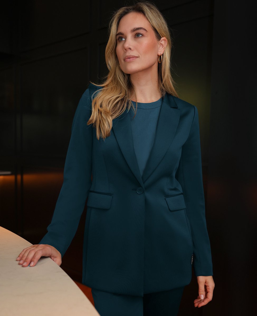 Je m'appelle Travelstof Dames Blazer Met stretch - Groen - Maat XXL