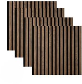 Akoestische Wandpanelen - 4 Stuks - 60X60cm - 3-Zijdig - 20mm - Antieke Walnoot - Geluidsabsorptie - Flexibel - Stijlvol Ontwerp - Akupanel - Akoestische Panelen - Akoestisch Paneel - Akoestische Wand