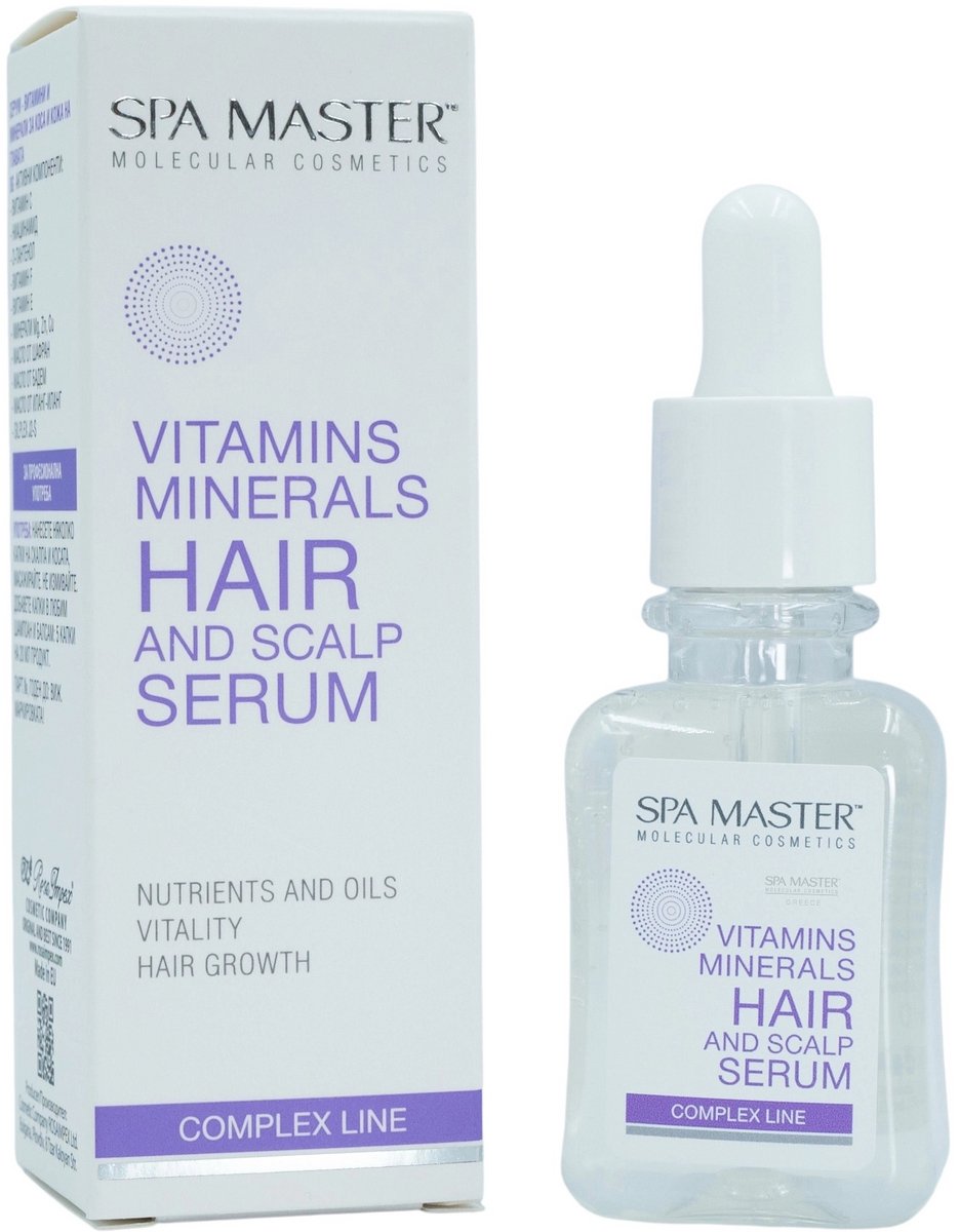 Spa Master Vitamins & Minerals Serum – Hair & Scalp Serum – Uniek Vitaminen & Mineralen Complex – Stimuleert Haargroei & Vitaliteit – 45ml
