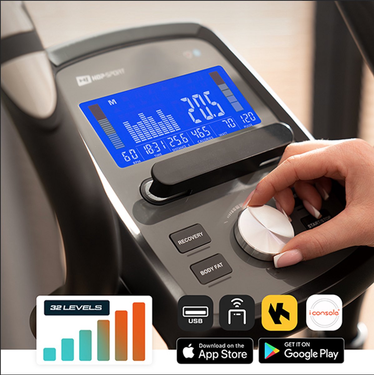 Hop-Sport HS-120C Prim Elektrisch-magnetische Crosstrainer - afbeelding 2