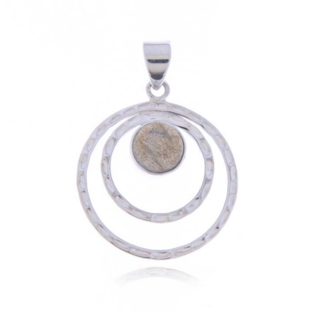 SilverGems zilveren hanger met ronde cabouchon geslepen Labradoriet edelsteen