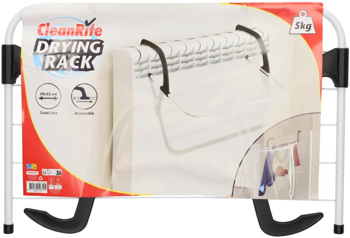 Hangend Droogrek - 5KG Draagkracht - Draagbaar en Superlicht - Inklapbaar Wasrek - Wanddroogrek - 51 x 35 x 15 cm - Zwart - CleanRite