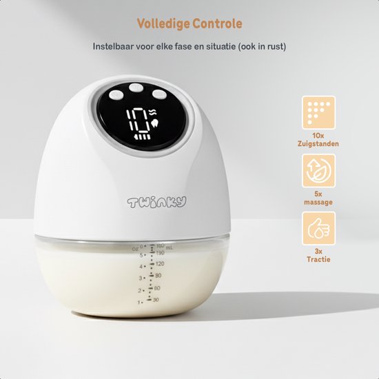 Twinky® 2x Elektrische Borstkolf Wit - Duo Set - Volledige Kolfset Incl. 5x Moedermelk Bewaarzakjes - Handsfree, Geluid- & pijnloos, BPA Vrij - Moedermelk Machine voor Baby’s van Twinky — afbeelding 3