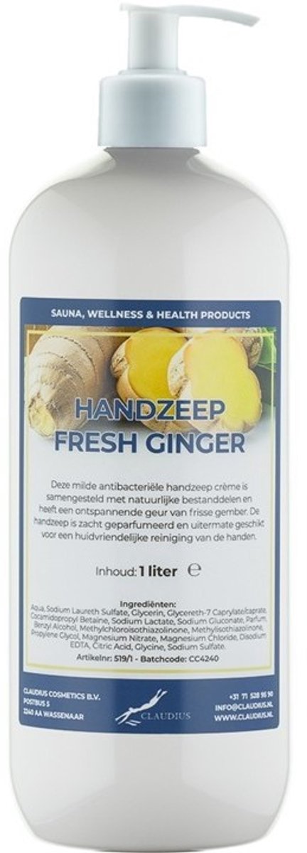 Handzeep Fresh Ginger 1 liter - met gratis pomp