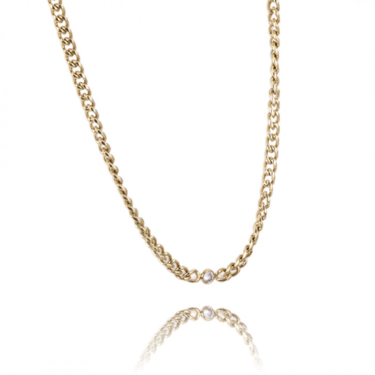 Edelstalen ketting verguld met 14k goud/ collier/ sOwiesO shop/ verjaardag cadeau/ elegante ketting/ luxe ketting/ roestvrij staal/