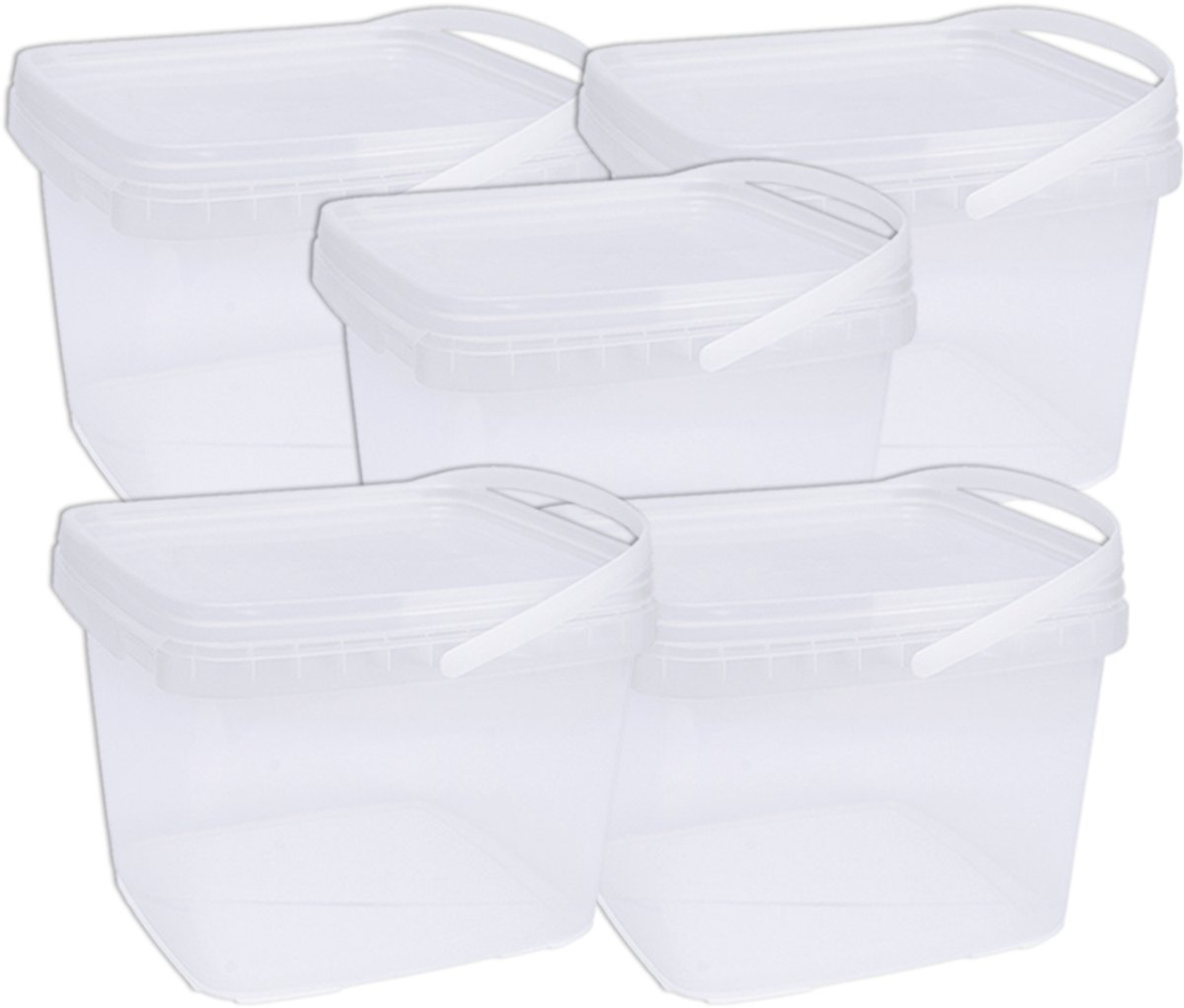 Eurocatch Emmer - Transparant met Deksel- Hersluitbaar - 5x - 2,5L