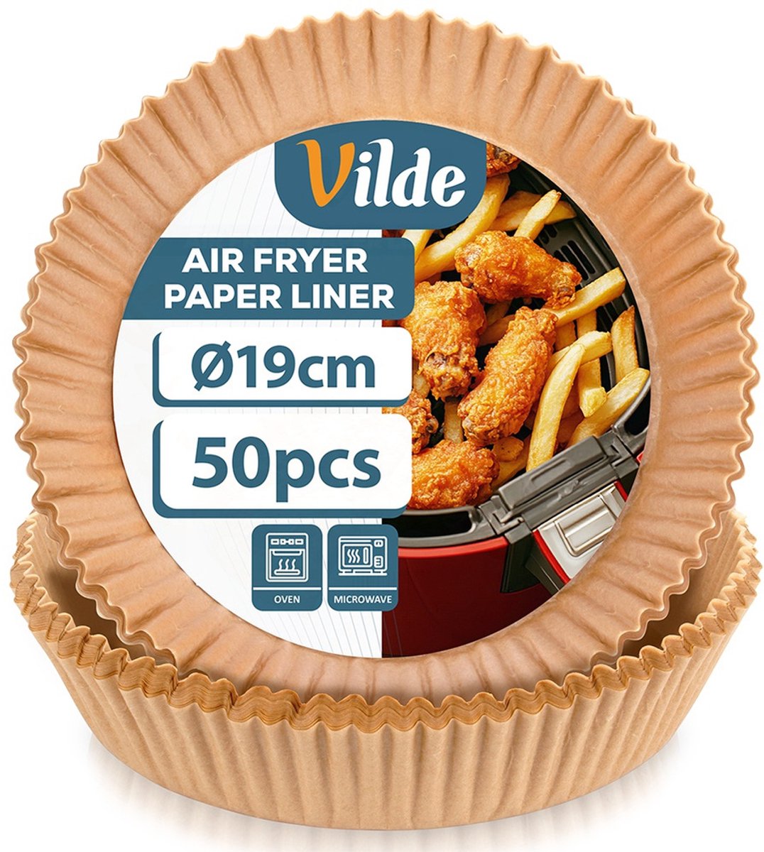 Airfryer Bakje zonder Olie Papier Rond 19 cm 50 stuks - Vorm voor Luchtfriteuse - Frituurmandje - Bakpapier - Accessoires